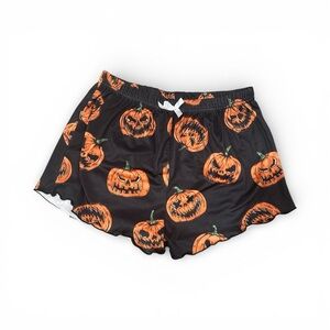 Halloween Pumpkin Print Shorts Spooky Jack O Lantern Comfy Loungewear Pajamas